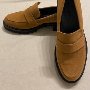 Women’s AEROSOLES Caramel/Tan Genuine Suede/Leather Platform Loafers